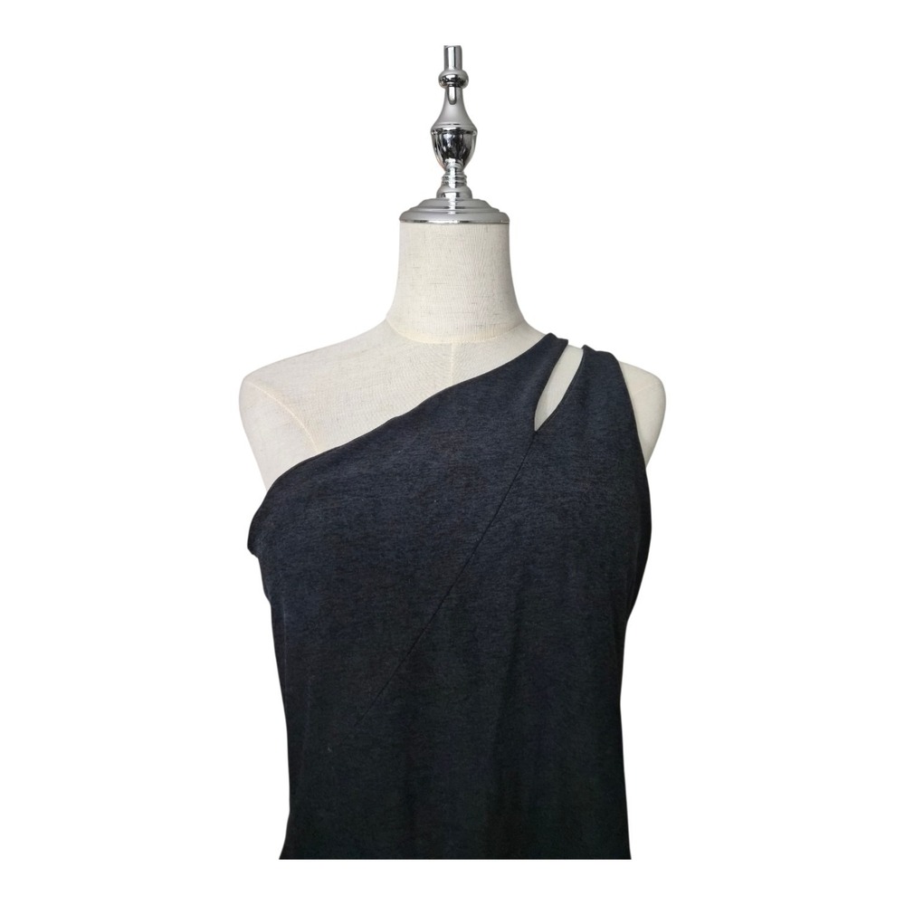 Beyond Yoga Lost Your Mind Spacedye Mini Dress XL Dark Heather Gray One Shoulder - Picture 3 of 9